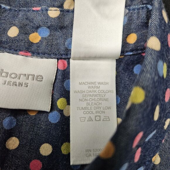 Liz Claiborne Womens Dress Multi-Color Size 8 100% Cotton Sleeveless Polka Dot - Picture 7 of 12